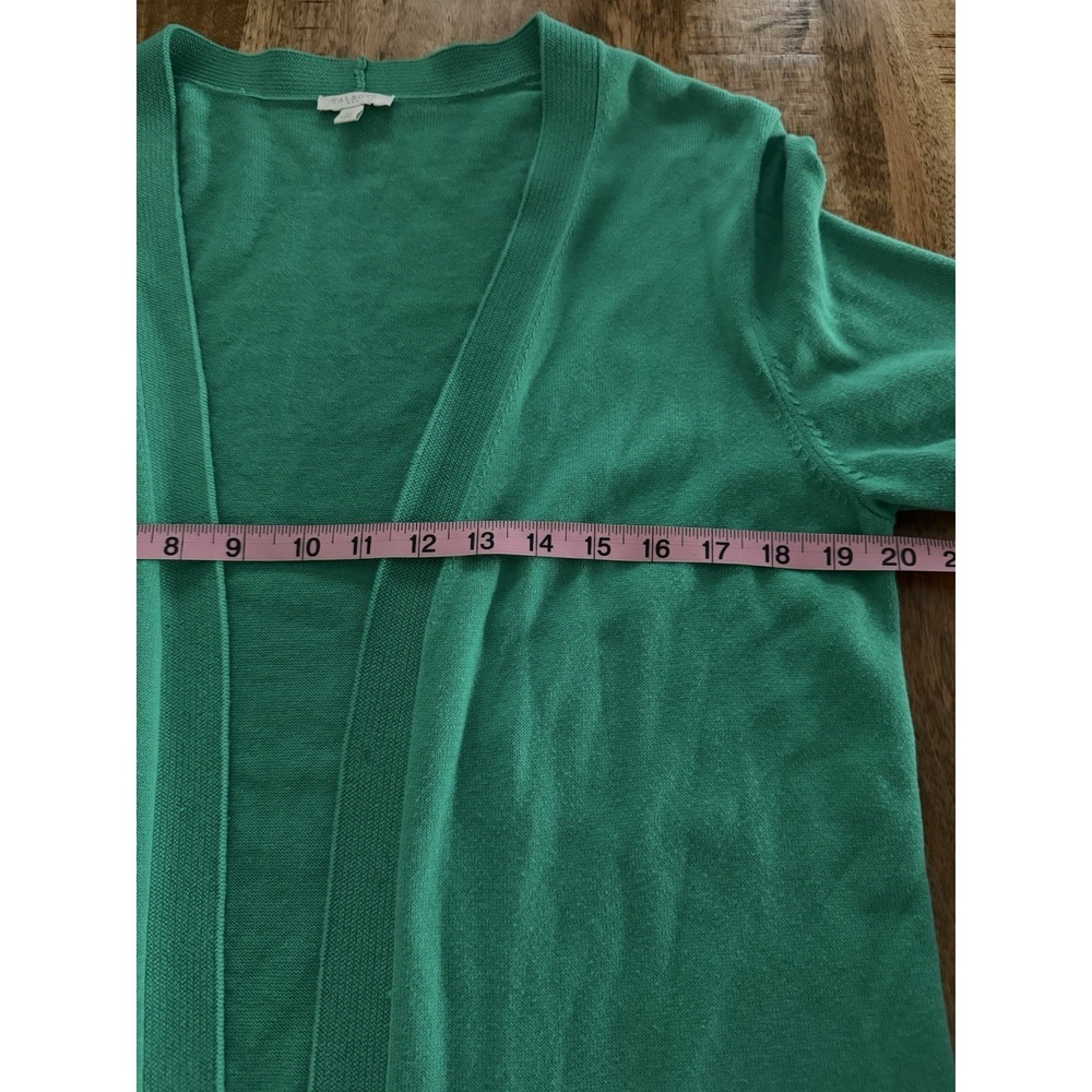 Talbots 100% Cotton Open Front Cardigan Sweater Green Medium Long‎ Sleeve - Picture 7 of 9